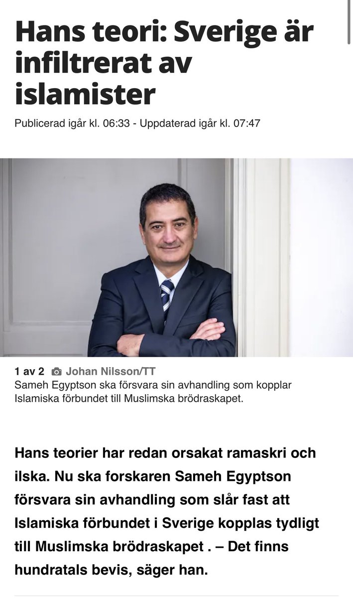 FawAzzat's tweet image. Sameh Egyptson är en mycket modig man! Han kommer försöka tystas och avfärdas med epitet som ”islamofob” och ”rasist”.

Det är därför avhandlingen skapar ramaskri av islamisterna och de nyttiga idioterna.