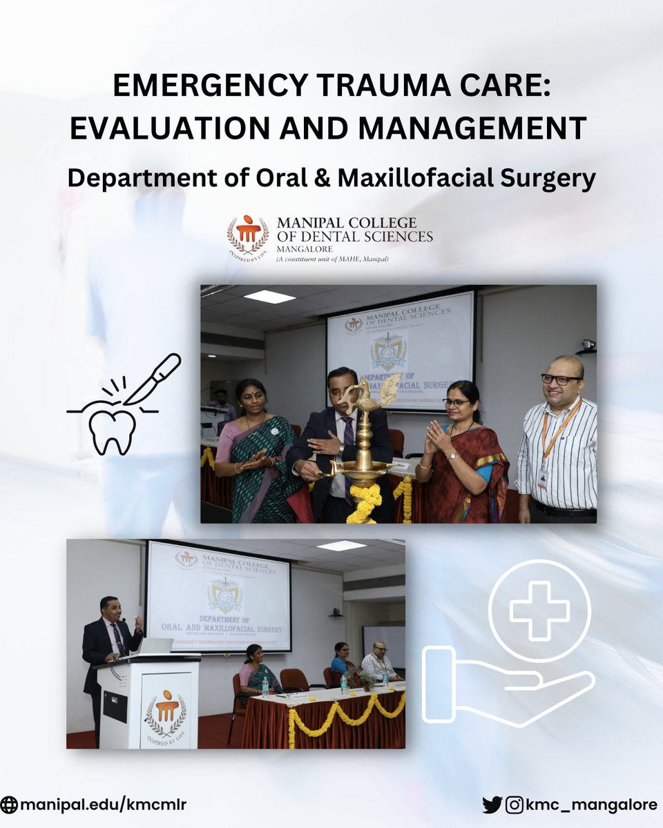 The dept of OMFS, @McodsMangalore, organised a continuing professional development programme to mark International Maxillofacial Surgeon's Day. @DrBUnnikrishnan, Dean of KMC Mangalore, was the chief guest. 

@MAHE_Manipal @ManipalHealth @DrJeedhu @Upadya63 @AnaesKMCMlr