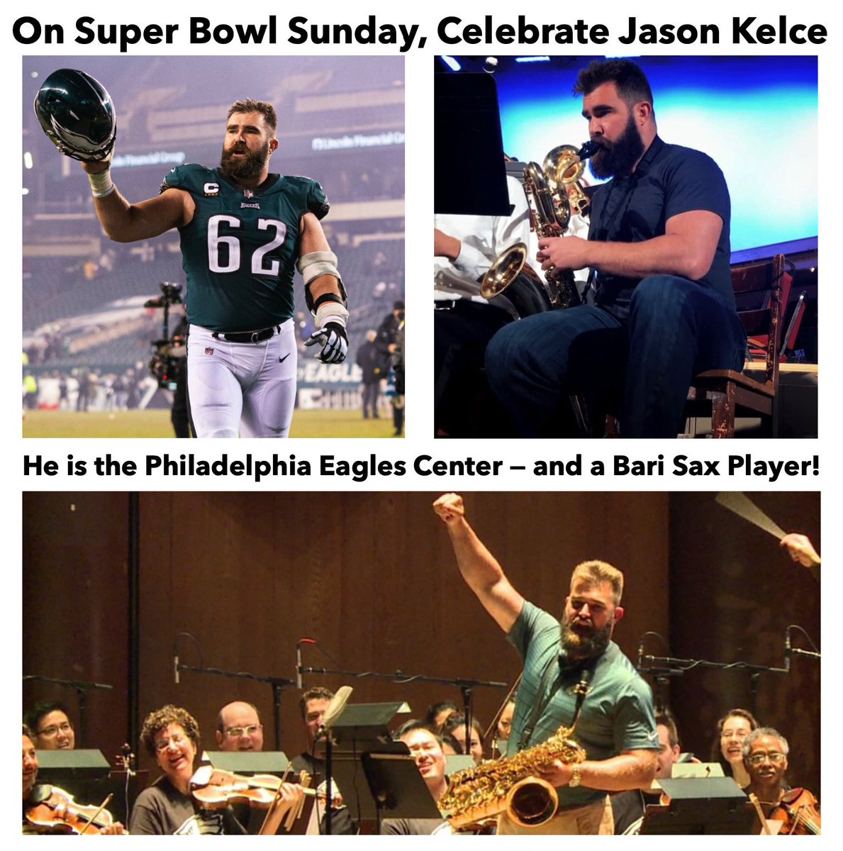 Farmington HS Band (@fhstigerband1) on Twitter photo Jason Kelce loves playing the sax. In fact, he was a great Bari Sax player *BEFORE* being a Super Bowl Champ
.
Band develops coordination, spatial awareness, problem-solving, communication & teamwork
.
Do band AND sports
.
@MSHSLjohn <a href="/district192/">Farmington Area Public Schools</a> <a href="/FHS_tigersfb/">Farmington Football</a> #TheBandAlwaysWins Jason Kelce loves playing the sax. In fact, he was a great Bari Sax player *BEFORE* being a Super Bowl Champ
.
Band develops coordination, spatial awareness, problem-solving, communication & teamwork
.
Do band AND sports
.
@MSHSLjohn <a href="/district192/">Farmington Area Public Schools</a> <a href="/FHS_tigersfb/">Farmington Football</a> #TheBandAlwaysWins