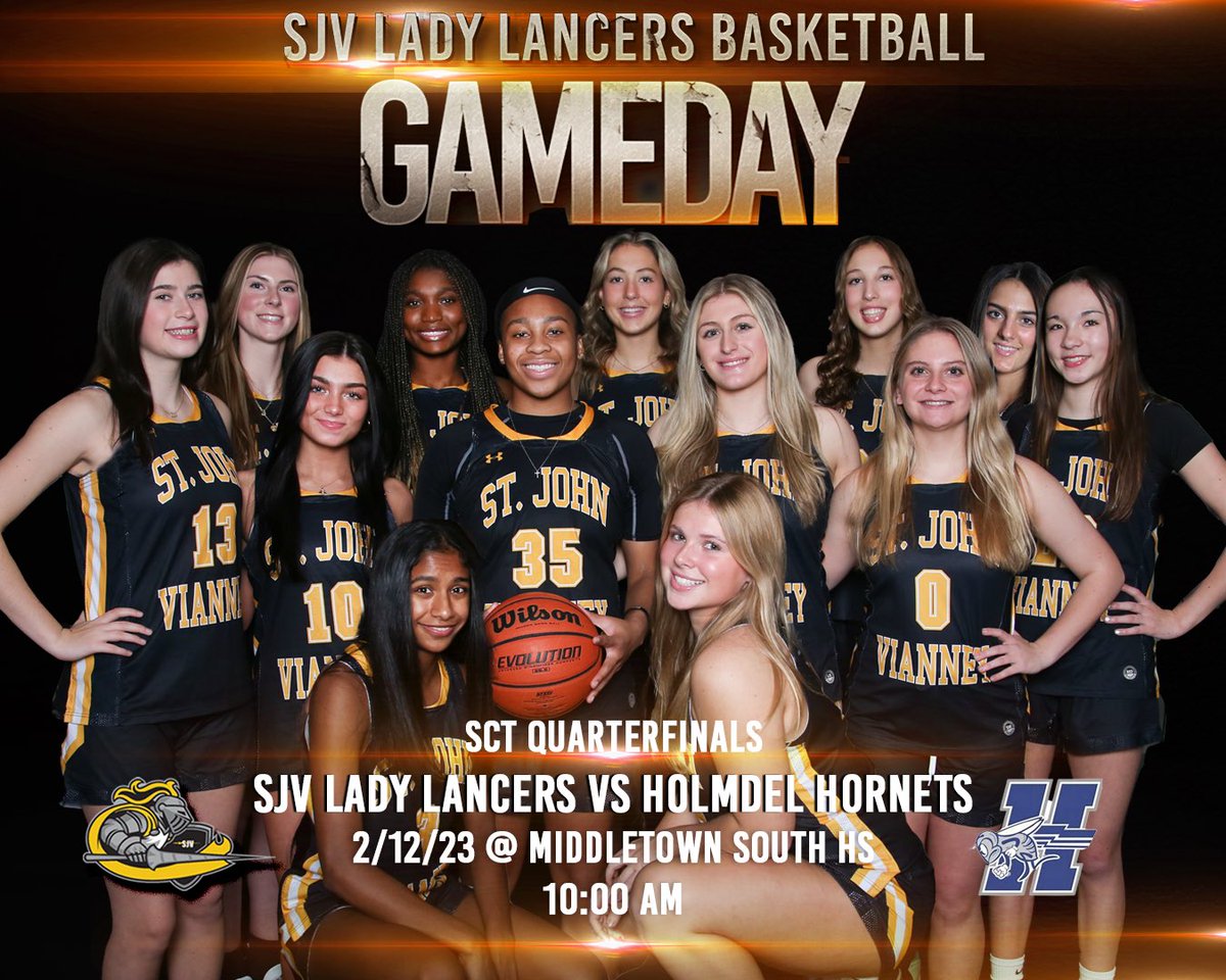 SJV Lady Lancers Basketball (@sjvladylancers) on Twitter photo GAMEDAY!!! Pop out and support your SJV Lady Lancers as they take on the Holmdel Hornets in the SCT Quarterfinals - tomorrow, February 12, 2023 at 10 AM @ Middletown South! LETS GOOOO!! <a href="/sjvcoach/">Dawn Karpell</a> <a href="/pero_zoe/">Zoe</a> <a href="/SJVHS_Athletics/">Pat Smith</a> <a href="/SJVHS/">Saint John Vianney High School</a> <a href="/SJVLancerNation/">Lancer Nation</a> GAMEDAY!!! Pop out and support your SJV Lady Lancers as they take on the Holmdel Hornets in the SCT Quarterfinals - tomorrow, February 12, 2023 at 10 AM @ Middletown South! LETS GOOOO!! <a href="/sjvcoach/">Dawn Karpell</a> <a href="/pero_zoe/">Zoe</a> <a href="/SJVHS_Athletics/">Pat Smith</a> <a href="/SJVHS/">Saint John Vianney High School</a> <a href="/SJVLancerNation/">Lancer Nation</a>