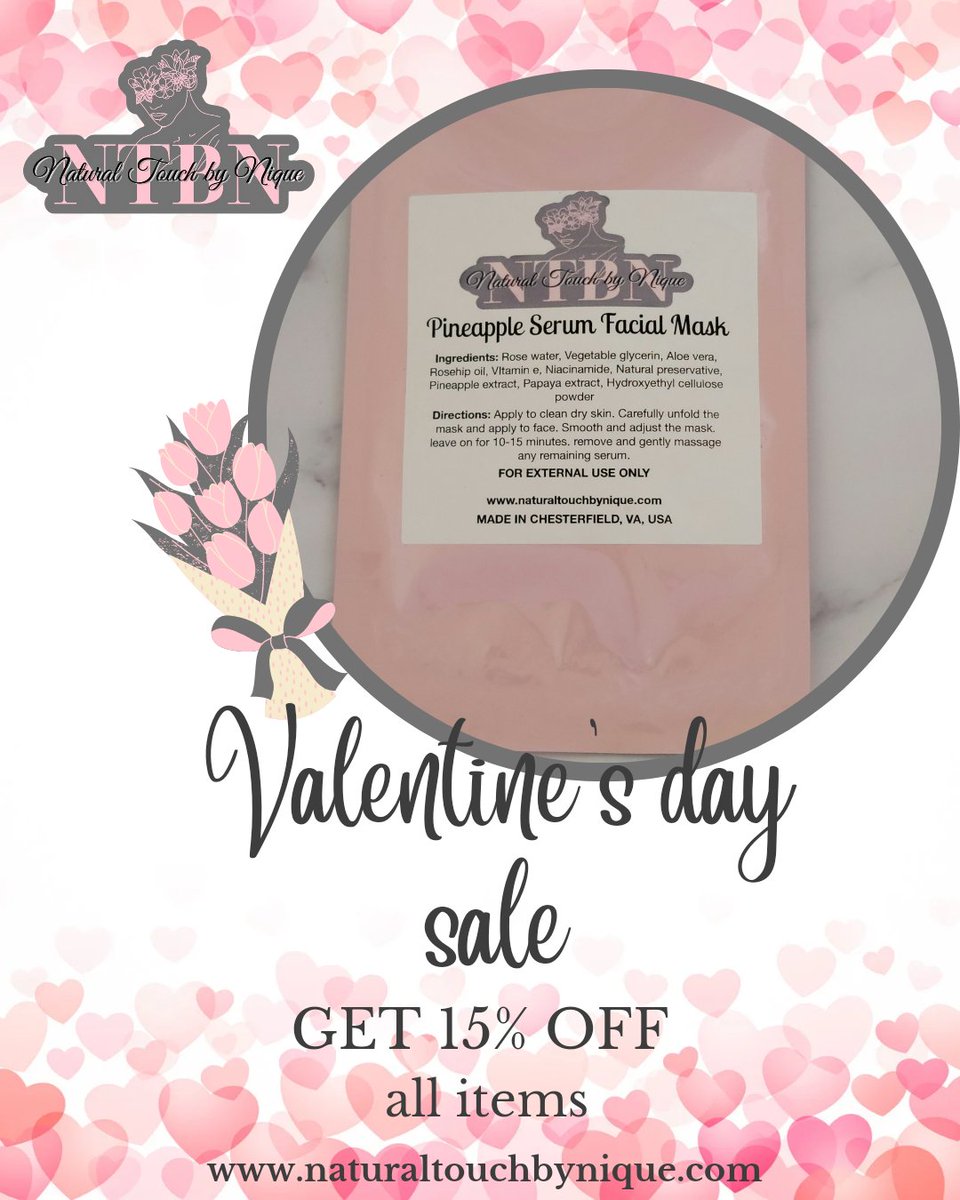 touch_nique's tweet photo. Valentine's Day sale! 15% off everything until 2/18. #valentinesdaysale #naturaltouchbynique #loveyourskin❤️ #skincare #haircare #naturalskincare #crueltyfreebeauty #naturalbeauty https://t.co/KWmRoBKeHg
