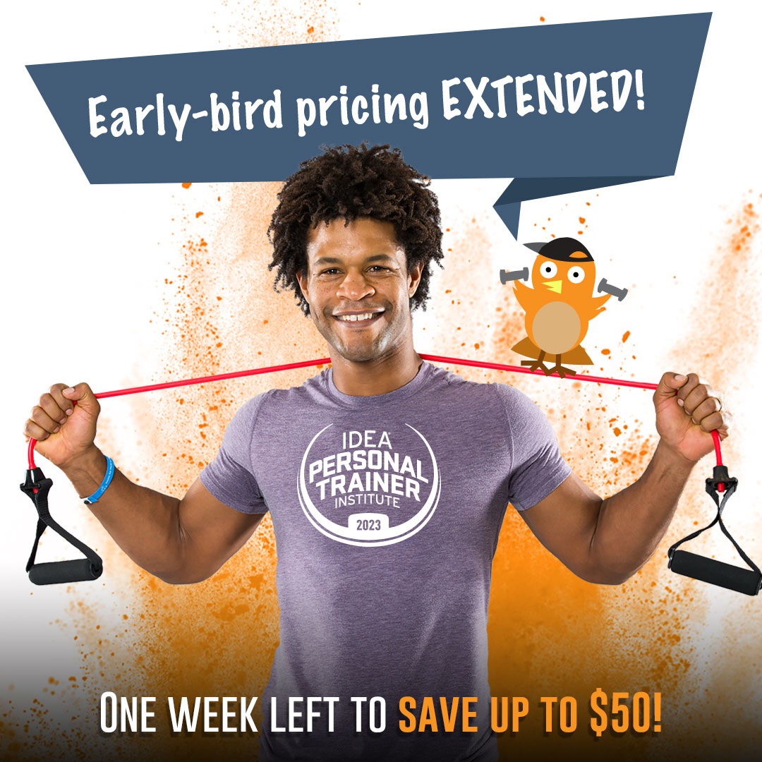 ideafit's tweet photo. Did you forget to reserve your spot for IDEA Personal Trainer Institute?! Good news... Early-bird pricing is EXTENDED ๐ฐ for a limited time only! ๐ฅ Register now: https://t.co/izRk9f19QX
#Ideafit #ideapti #pti23 https://t.co/gRgSundiIb