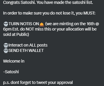 uvle27's tweet photo. LFG, glad to be part of community @SatoshiSkulls https://t.co/y5Ur0f34Hn