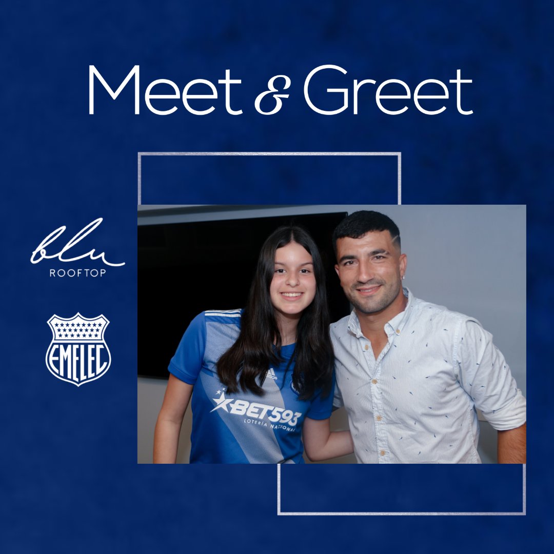 blurooftopec's tweet photo. Así vivimos la fiesta junto a @CSEmelec en este espectacular MEET&amp;GREET✨💙 

¡Las mejores experiencias las vives en #BluRooftop! 

#experienciablu #meetandgreetcse #emelec https://t.co/D50fbsUskz