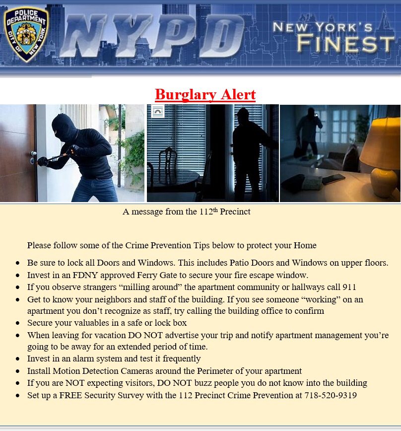 NYPD 112th Precinct on Twitter "🚨Your property is important. Please