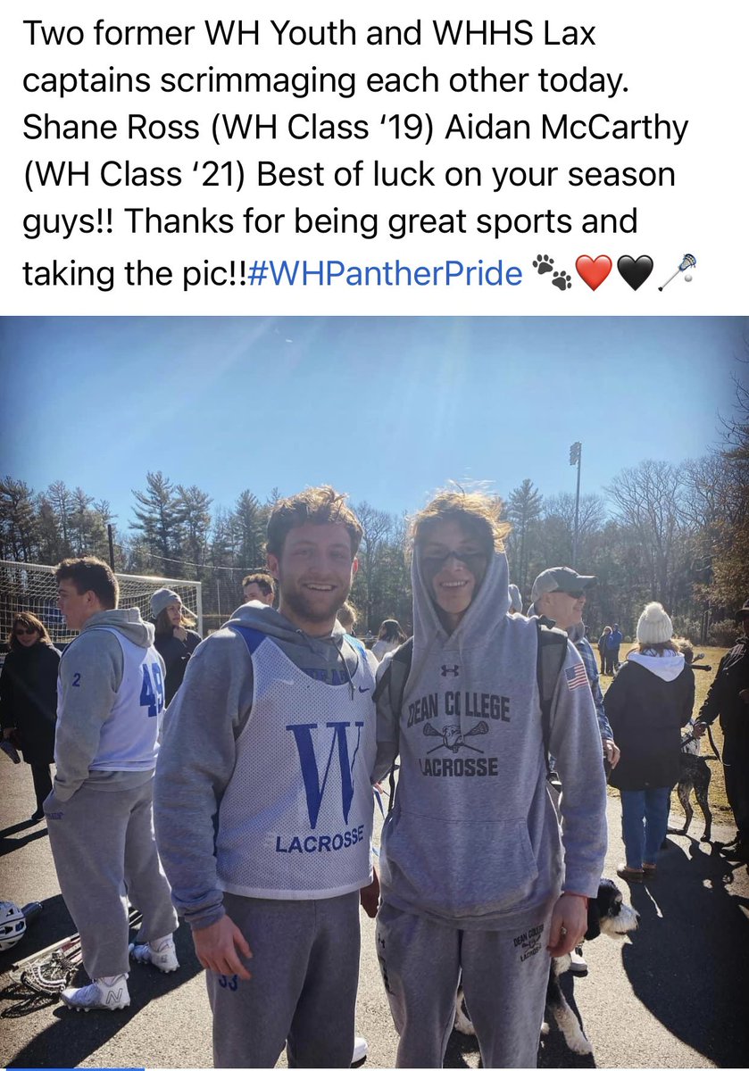 Maccamom92's tweet photo. A little WH Boys LAX 🐾🥍reunion today when these former teammates met up on the field!! Shane Ross (‘19) &amp; Aidan McCarthy (‘21)  @WHathletics @PanthersBoysLax https://t.co/aUoiXTRyjg