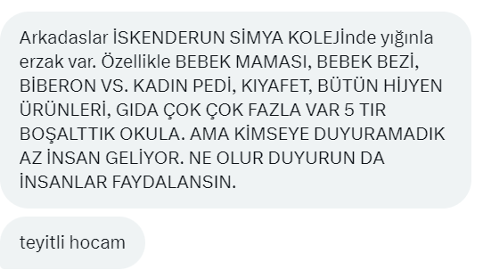 Elçiye zeval olmaz. Çok erzak var ama sanırım halkın haberi yok.