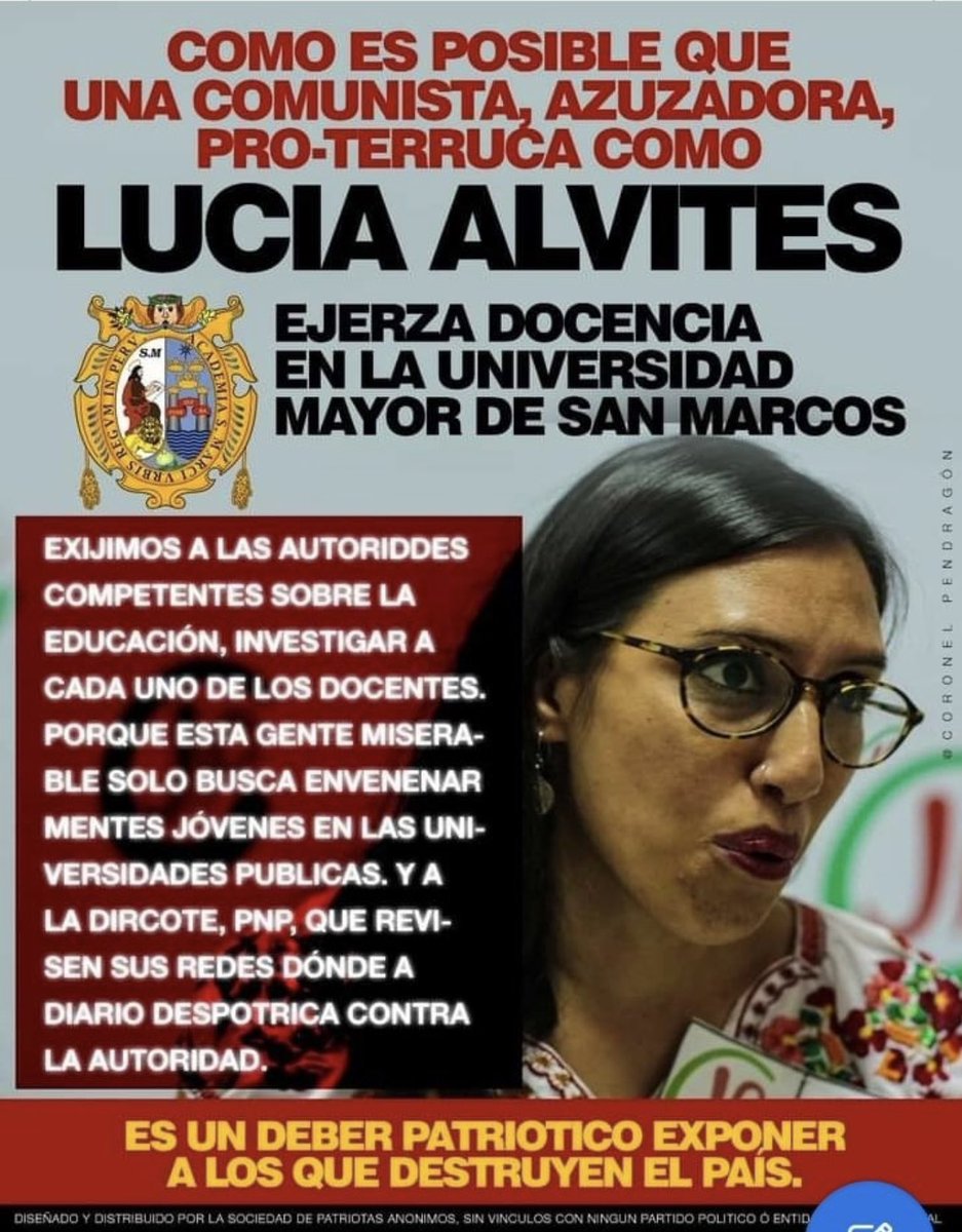 Esta Sra Alvites ENVENENA A LOS ESTUDIANTES, como es posible que con nuestros impuestos MANTENGAMOS ESTA CLASE DE PROFESORES, BASTA YA!!!👇🏻👇🏻👇🏻