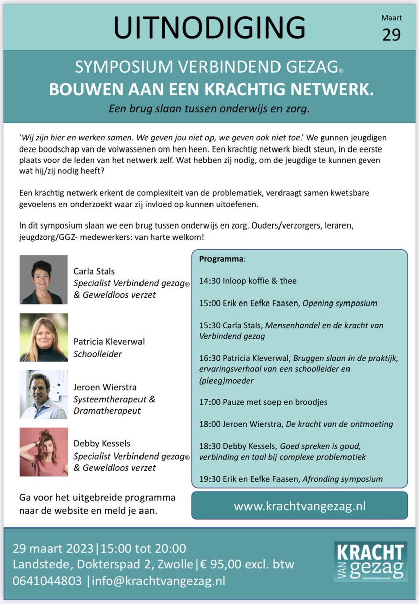 erikfaasen's tweet image. Op 29 maart: organiseren we dit fantastische symposium! #verbindendgezag #onderwijs #zorg #ouder