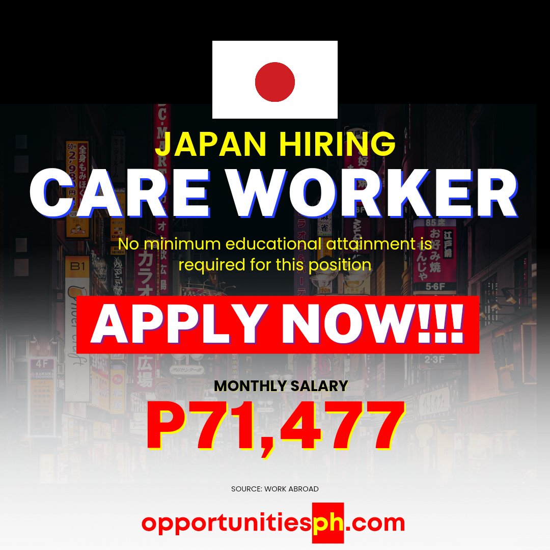 OpportunitiesPH's tweet photo. 𝗝𝗮𝗽𝗮𝗻 𝗧𝗜𝗧𝗣 𝗖𝗮𝗿𝗲𝘄𝗼𝗿𝗸𝗲𝗿𝘀 !
🟢DETAILS: https://t.co/GzyJtg6SEi

𝗦𝘁𝗮𝘆 𝗨𝗽𝗱𝗮𝘁𝗲𝗱 𝗼𝗻 𝘁𝗵𝗲 𝗟𝗮𝘁𝗲𝘀𝘁 𝗝𝗼𝗯 𝗢𝗽𝗽𝗼𝗿𝘁𝘂𝗻𝗶𝘁𝗶𝗲𝘀 by joining the 𝐄𝐱𝐩𝐞𝐫𝐭𝐢𝐬𝐭 𝐂𝐨𝐦𝐦𝐮𝐧𝐢𝐭𝐲:

𝗝𝗢𝗜𝗡 𝗛𝗘𝗥𝗘: https://t.co/YAbxvcwDam https://t.co/ortV6ckYSj