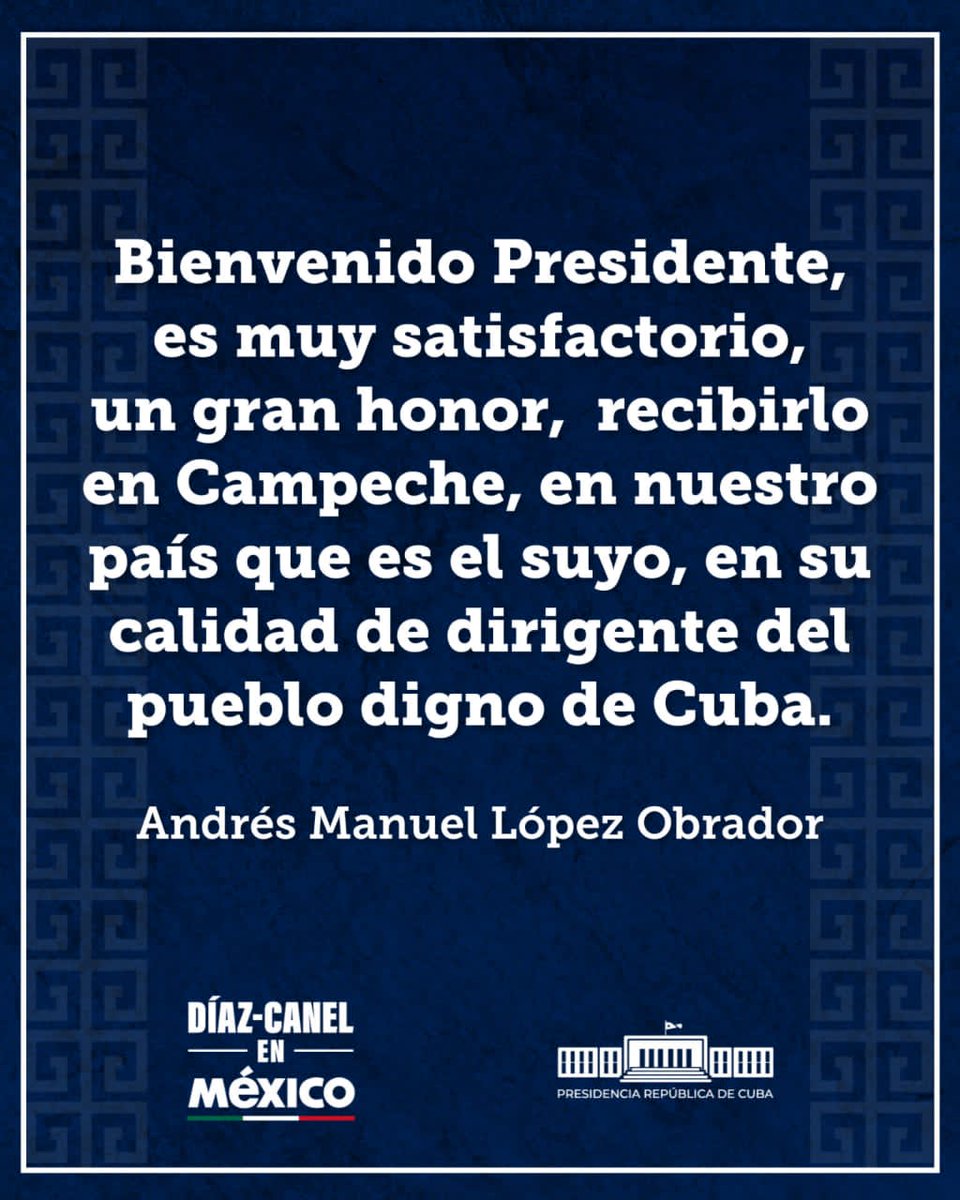 🇲🇽| Con mucho afecto recibió el presidente @lopezobrador_ al mandatario  cubano. Es un gran honor recibirlo en nuestro país que es el suyo, le dijo., image size:960x1200
