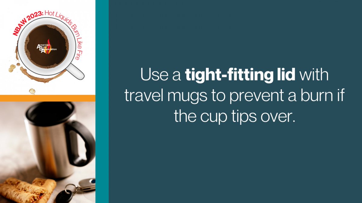 UCIBurnCenter's tweet photo. Many of us need that coffee in the morning! Keep those lids snug and tight to keep hot liquids in! #burnprevention #NBAW https://t.co/7VLzP71vw2
