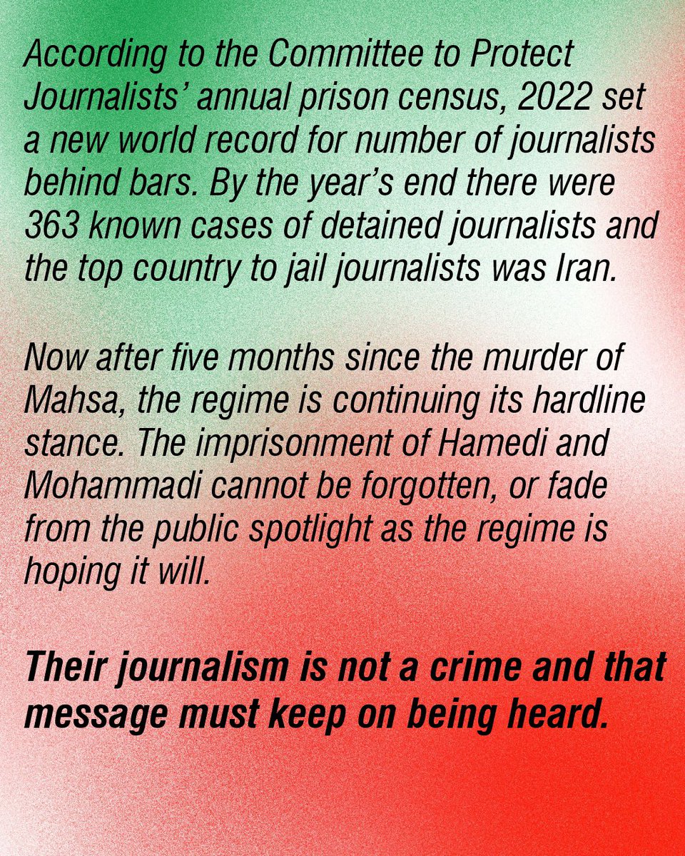 from____Iran's tweet photo. /7
#MahsaAmini
#NiloofarHamedi #ElaheMohammadi https://t.co/ASy1TG4El4