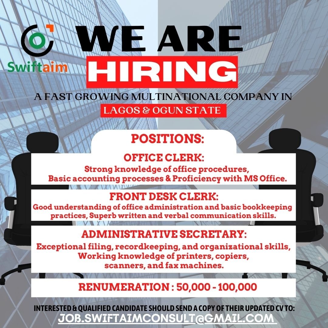 SwiftaimC's tweet image. Ongoing recruitment!
Send a copy of your cv/resume to:

Job.swiftaimconsult@gmail.com

#ObiDattiInLagos #ObiDients #LagosForLP #LagosMegaRally #BBTitans #business #Career #Job #Elecciones2023 #NEW #life