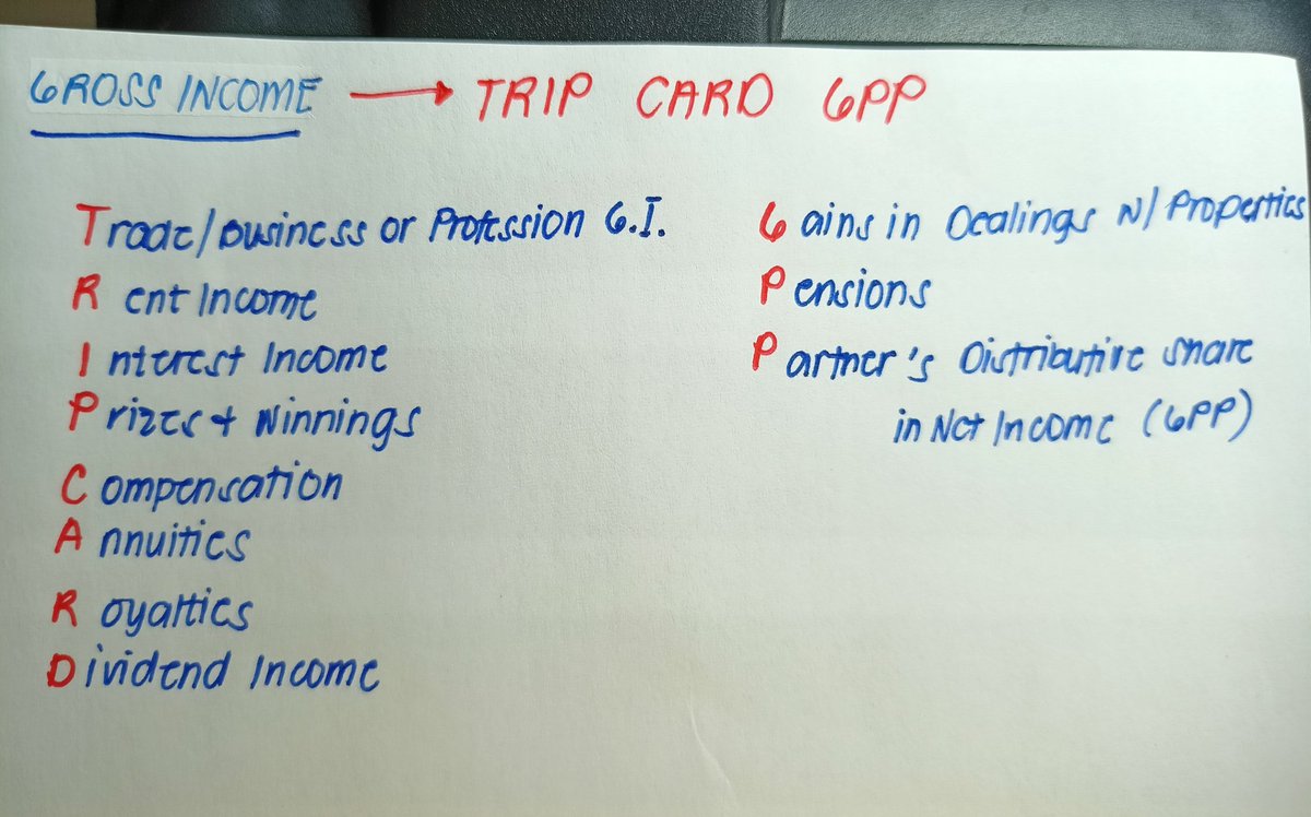 raaawrcpa's tweet image. For Gross Income, I use the mnemonic

TRIP CARD GPP 

(from a tax expert prof and now an atty 🤍)