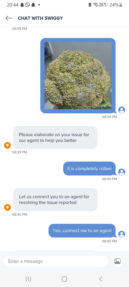 buzzing_ah's tweet photo. @SwiggyCares  youre delivering rotten vegetables, and not even compensation with a replacement? https://t.co/3FTmAVoTL8