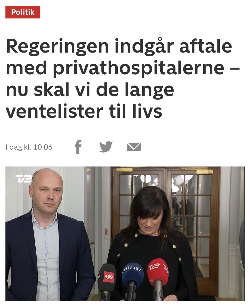 Og alligevel står privathospitalerne på <a href="/tv2newsdk/">TV 2 NEWS</a> og siger:

“Det er klart vi tager forsikringskunder først, dem tjener vi mest på - det kan ikke betale sig at tage offentlige kunder når vi skal give 15 procent rabat” 

Den lader vi bare stå! #dkpol #sundpol  <a href="/sophieloehde/">Sophie Løhde</a>