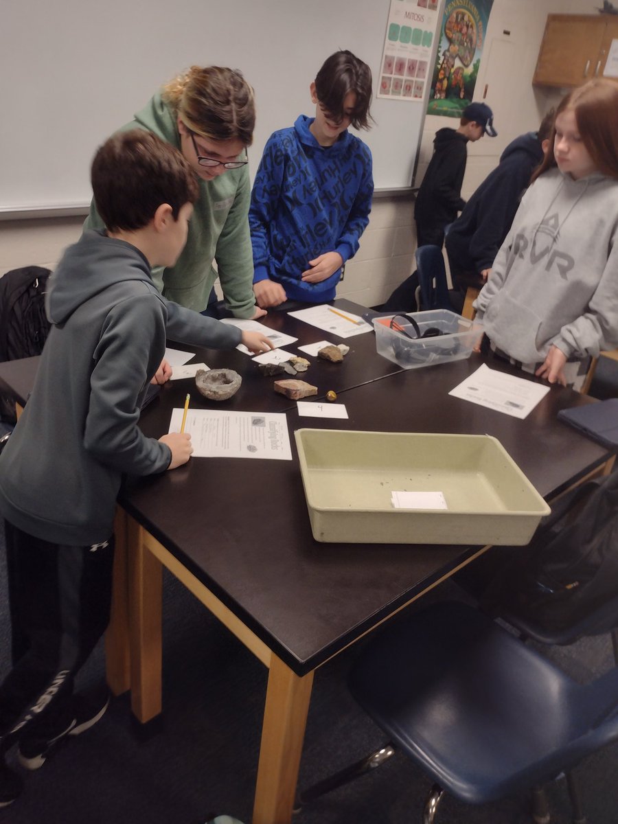 Students classifying rocks as an intro to classification of organisms in 7th grade life science. Quick way to also practice critical thinking and social skills. #k12 #science_ed