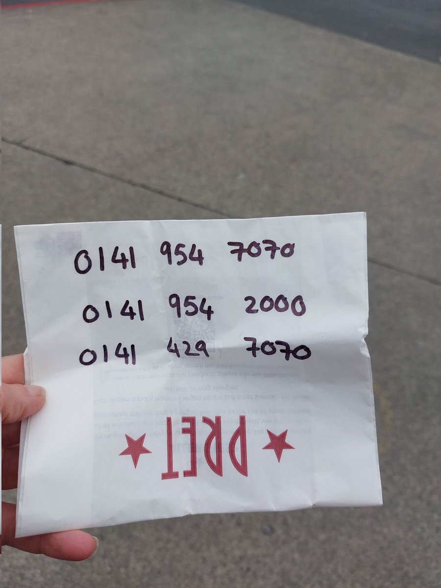 Thank you to Nadia and lovely <a href="/Pret/">Pret</a> staff on Byres Road. Couldn't have been more helpful this morning with taxi numbers and more. 
#glasgow #taxi