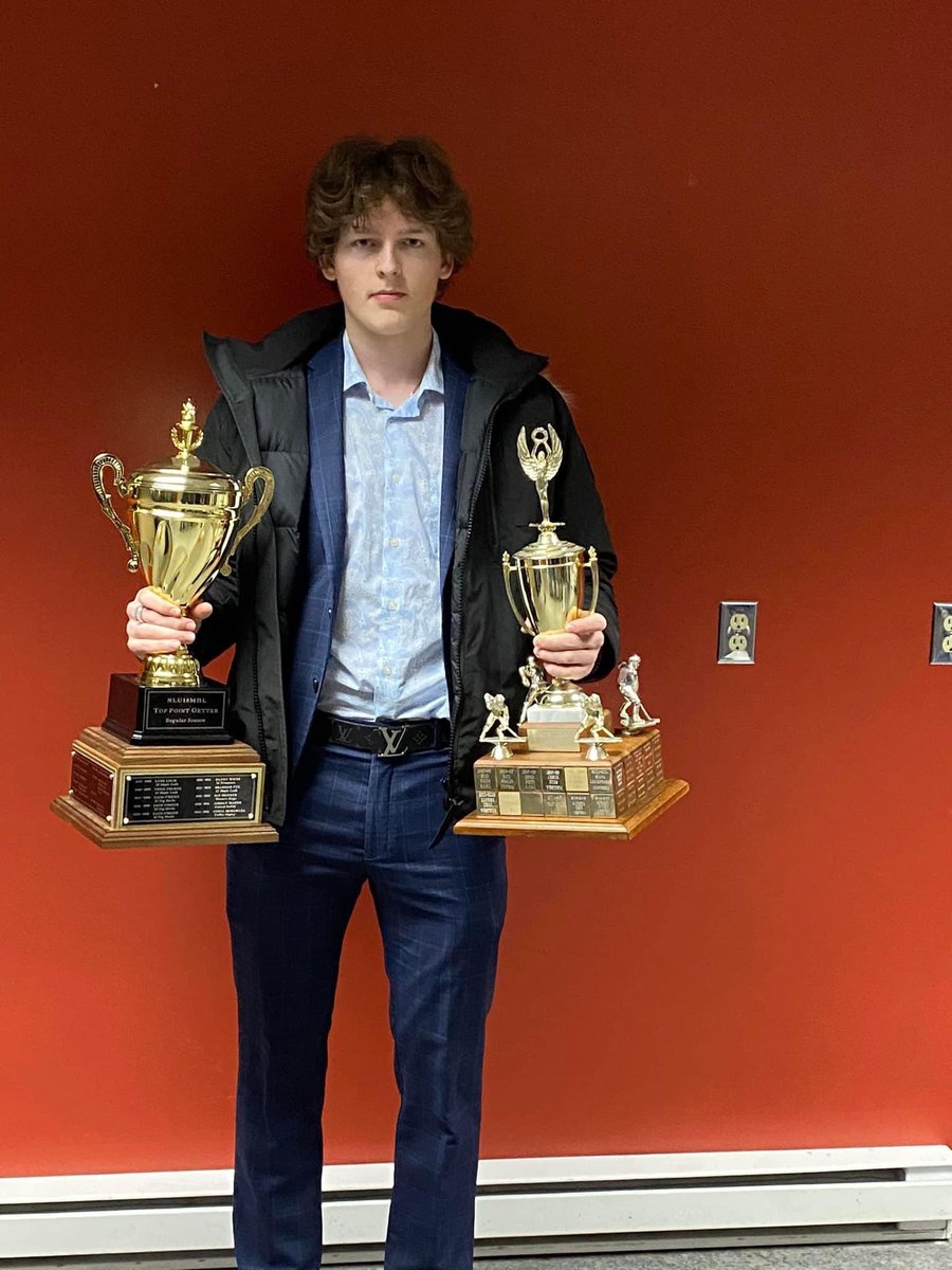 KingsWestern's tweet photo. Congratulations to Spencer Caines on finishing as the Top Point Getter for the regular season with 61 points in 30 games(34 goals &amp; 27 assists)! 

Congratulations to Spencer Caines on winning the Regular Season MVP! 

Dale Park presented both awards last evening! https://t.co/ybUc7VFQOu