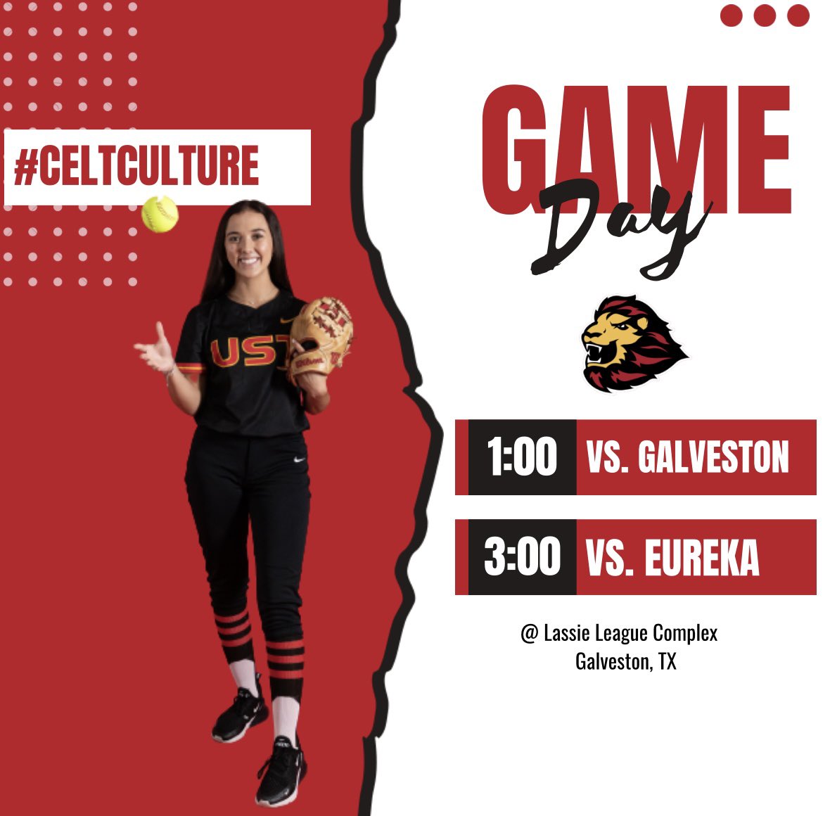 USTCeltsSB's tweet photo. It’s showtime!! Your lady Celts play in Galveston today at 1 &amp; 3 🦁 #CeltCulture https://t.co/xDxsKGdY9m