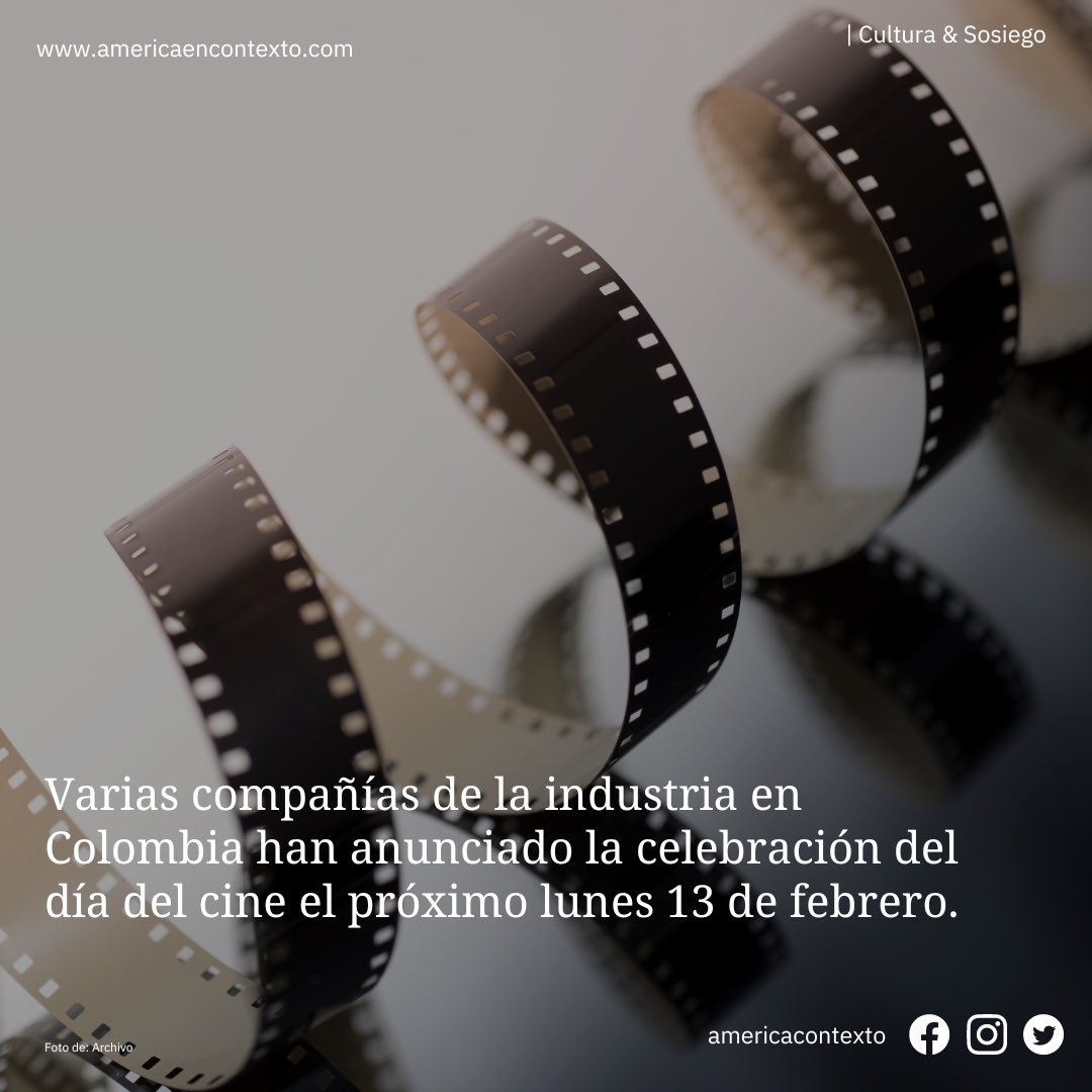 AmericaContexto's tweet photo. #Cultura😎| ¿Sabías que este próximo lunes se celebra el día del cine en Colombia?  Esta iniciativa buscar reactivar el sector cultural en nuestro país. ¡Ve y pásala bien por 5.000 pesos!
Conoce todo acá: https://t.co/99os5Te8LL
#EnContexto #Colombia #Leeperiodismojoven https://t.co/saF3MOxyfE