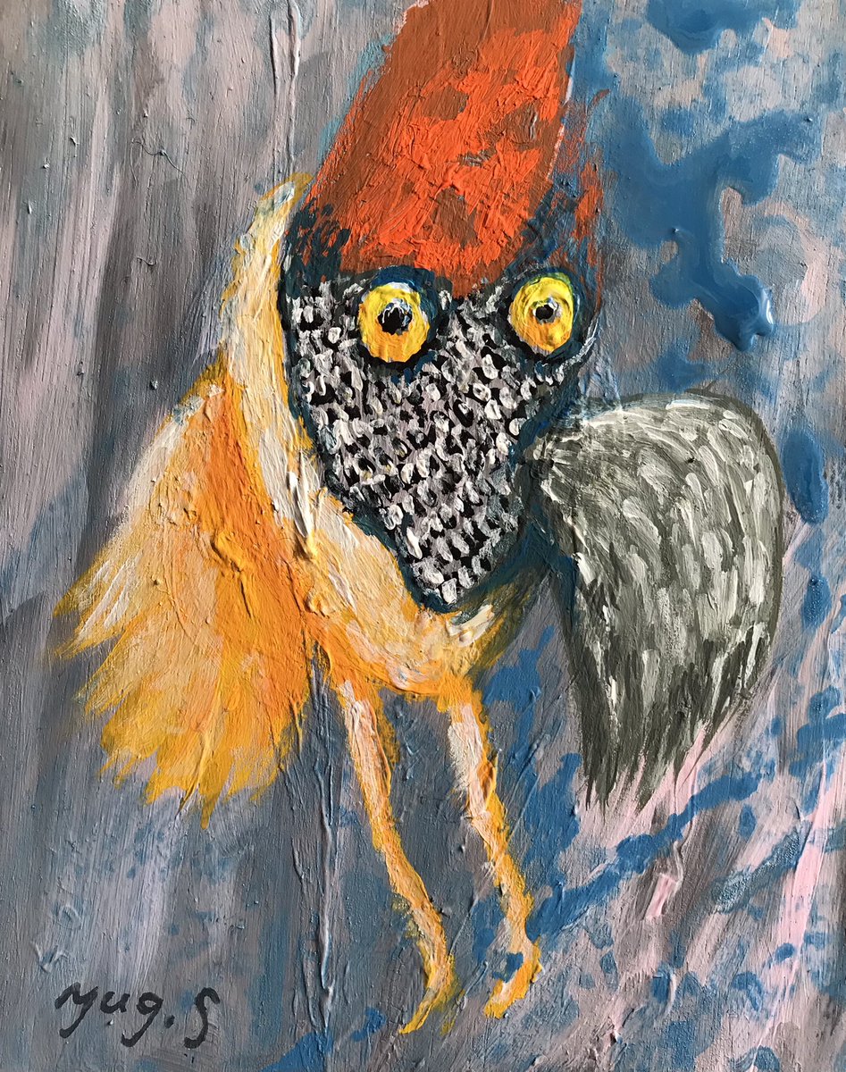 bird no humans animal focus traditional media painting (medium) beak yellow eyes  illustration images