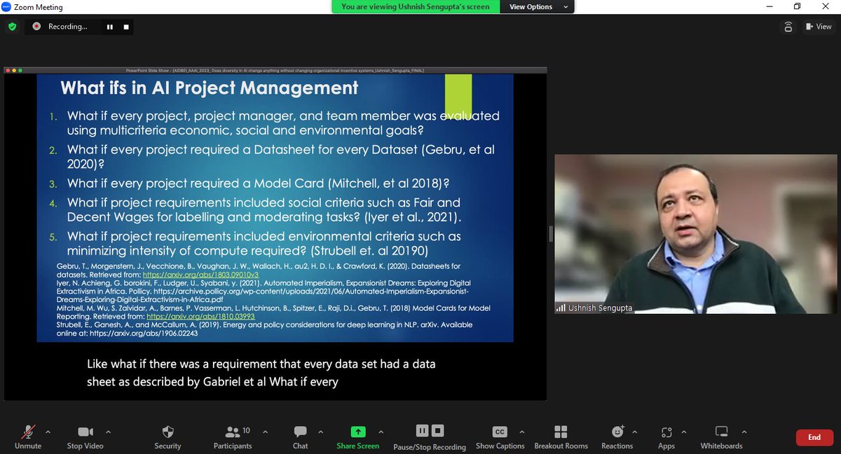DiverseInAI's tweet photo. "What ifs in AI Project Management" - lessons learned in #accountability. Role of auditing &other #AIethics documentation: #ModelCards cf. work of @mmitchell_ai et al., #Datasheets cf. @timnitGebru et al. Other technologies, solutions being adopted/considered in practice.
8/🧵 https://t.co/NXjLBdmCmh