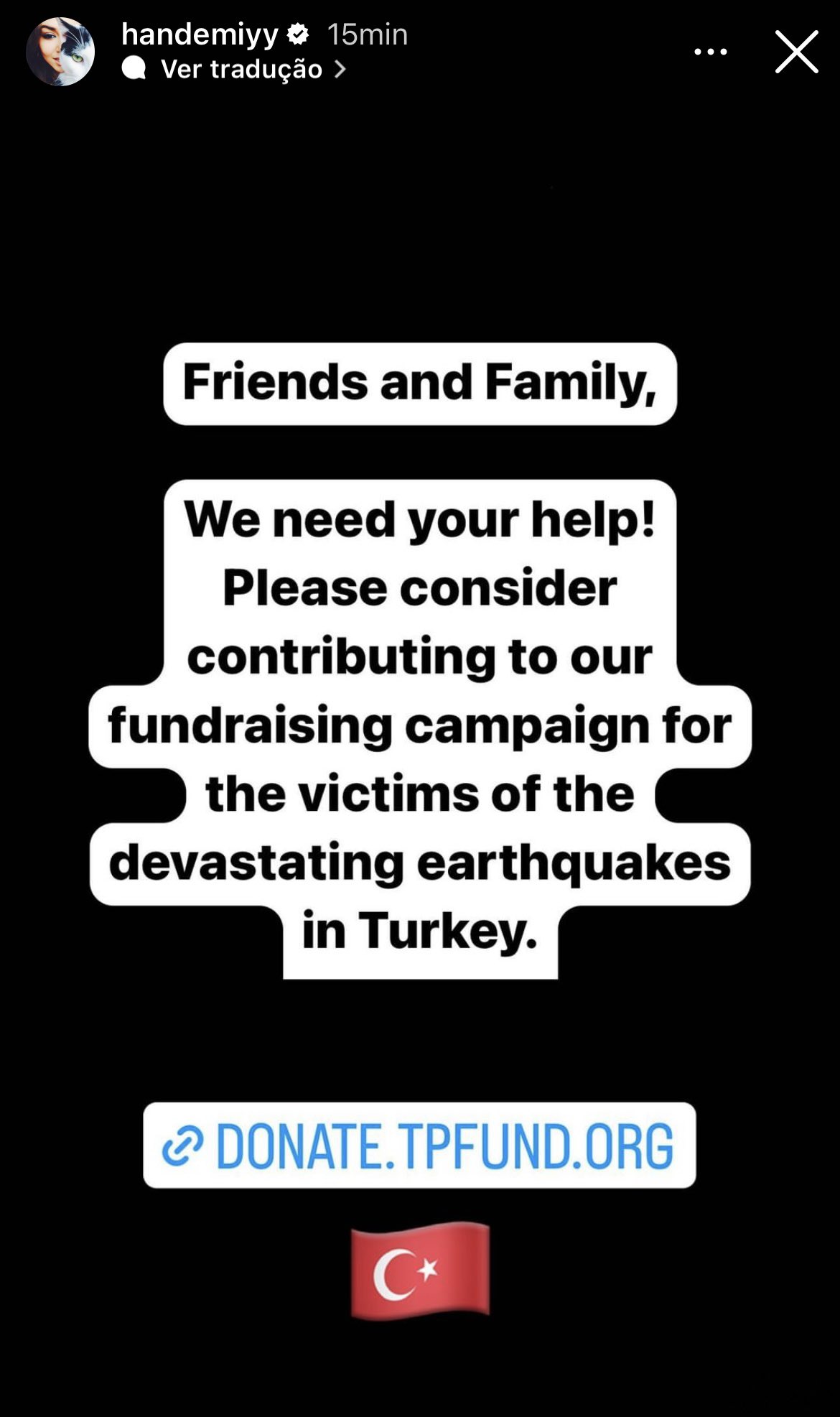 Hande Erçel Brasil 🦋 on X: 📲 Amigos e família, Precisamos da sua ajuda!  Por favor, considere contribuir para a nossa campanha de angariação de  fundos para as vítimas dos terremotos devastadores