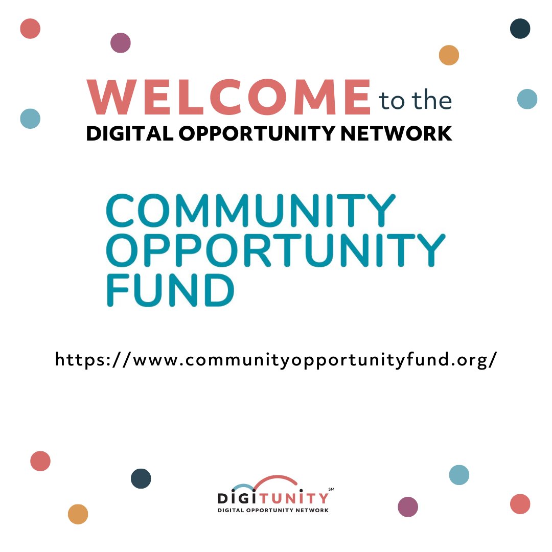 digitunity's tweet image. We&apos;d like to welcome the Community Opportunity Fund to our Digital Opportunity Network. Learn more at communityopportunityfund.org.

To learn more about our Digital Opportunity Network, visit digitunity.org/get-involved/d….

#UpwardMobility #NonProfitNetwork #NonprofitOrg #NonprofitWork