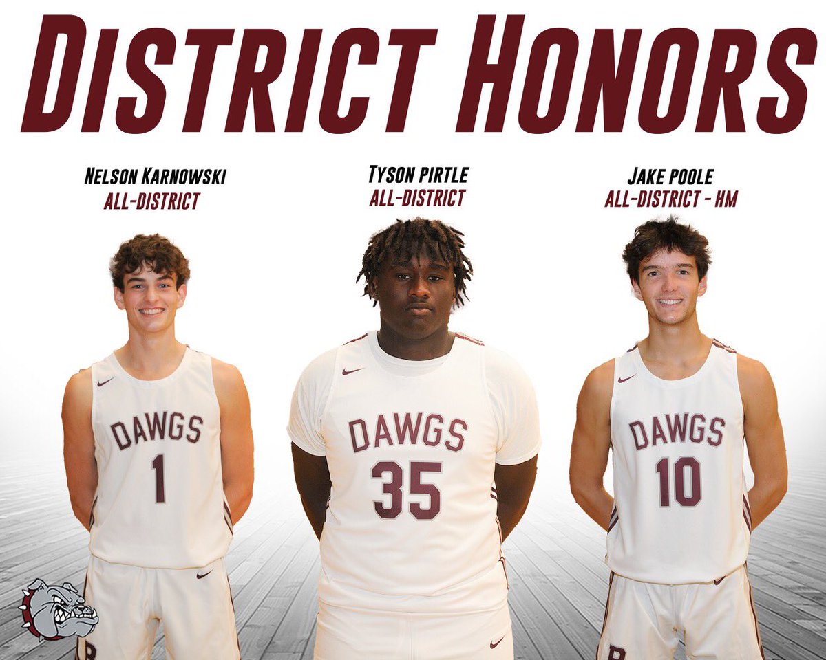 Proud of these young men being selected for regular season honors in District 4 AAAA! 

Nelson Karnowski—All District 
Tyson Pirtle—All District 
Jake Poole—All District Honorable Mention