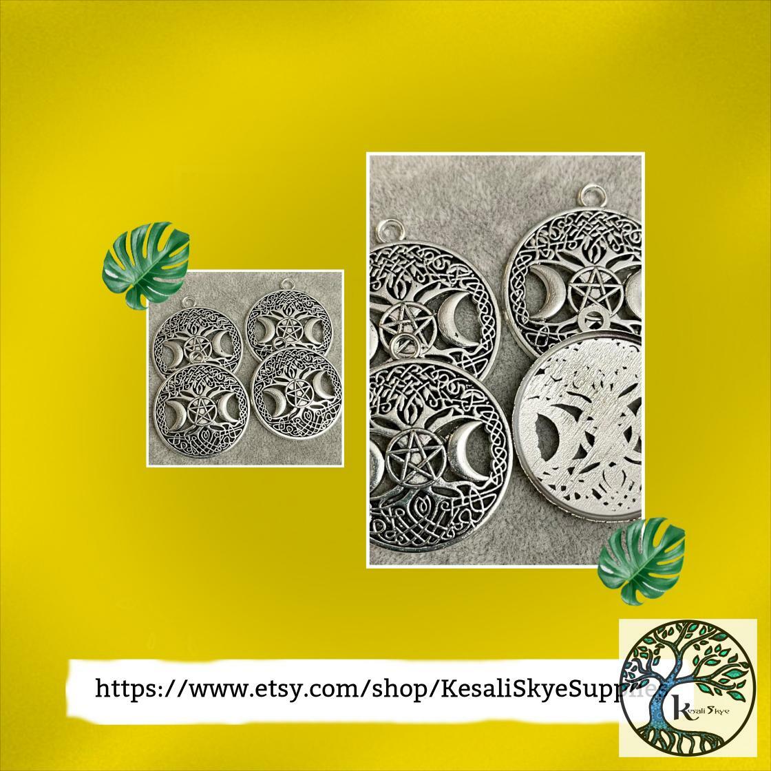 Wow picks! 4 pcs, 35mm, Round, Antiqued Silver Charms, Silver Charms, Silver Pendant, Goddess Pendant, Triple Moon, Goddess Charms, Wiccan, Hekate at $3.50 at etsy.com/listing/136377… Choose your wows. 🐕 #SilverPendant #SilverCharms
