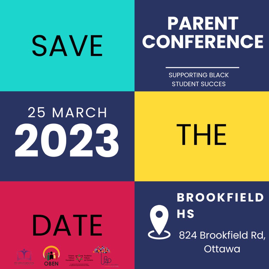 SAVE THE DATE! P4D is excited to be hosting a conference with <a href="/OCDSB/">OCDSB</a> &amp; <a href="/613OBEN/">Ottawa Black Educators Network</a> focused on Black student success.  More details &amp; registration will open up soon! #community #parented #onted #blackstudentsuccess