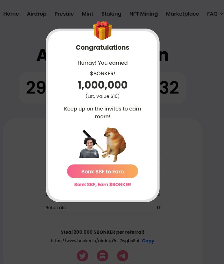 ExcelsusPraetor's tweet photo. 🎁 1,000,000 BONKER Token Airdrop Est. $ 10
🔹Reward pools 640,000,000 $BONKER (Hurry Anytime Will Ended)
➡️ https://t.co/IHIP3WK9gK
🔰 BSC/ETH address (New Wallet Recomended)
🔰 Email
🔰 Claim
💥The rewards will be claimable around 2023/03/28 10:00 UTC https://t.co/CdfoObPank