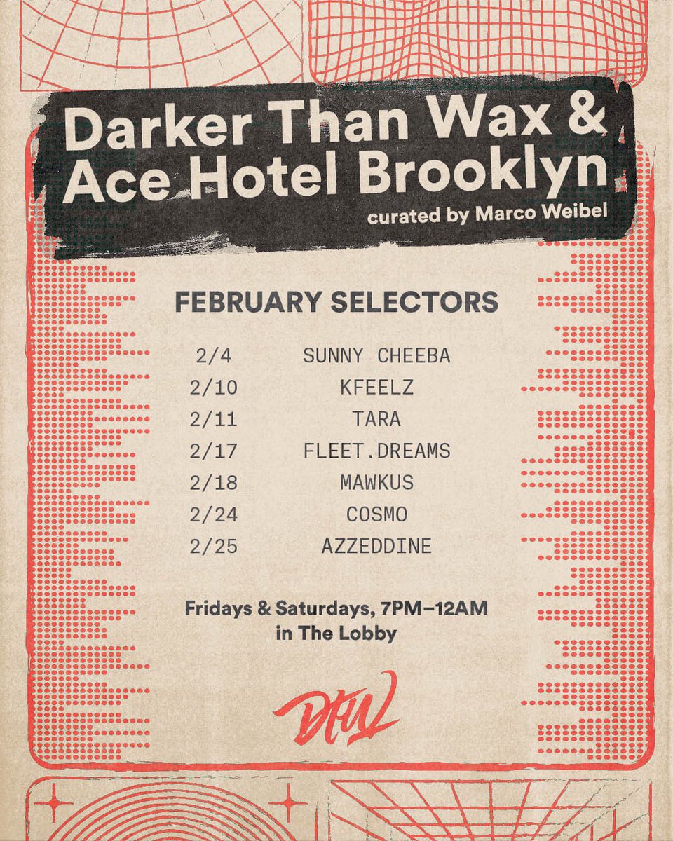 Playing tunes tonight at <a href="/acehotel/">Ace Hotel</a> BROOKLYN as part of the <a href="/darkerthanwax/">Darker Than Wax</a> series curated by <a href="/marcoweibel/">Marco Weibel</a> 7pm-midnight!