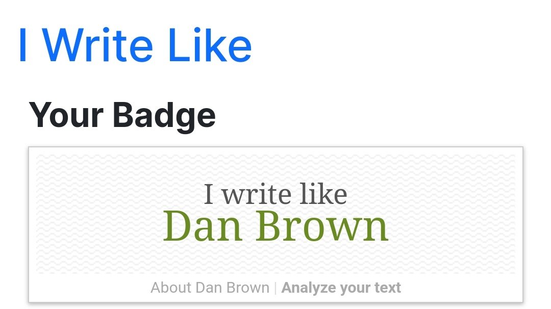 alix_roche_'s tweet photo. Me: I wonder who the AI thinks I write like.
AI: Dan Brown
My 9th Grade English Teacher: YOU HAVE BECOME WHAT I SWORE TO DESTROY! https://t.co/3CXRPduuUs