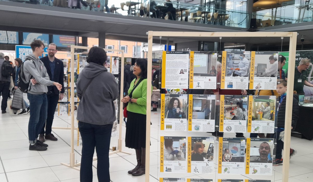 's tweet image. It looks like the group's first activity is going down a treat @NorwichSciFest. Our @EmmaBeansworth's What is a scientist exhibition &amp;amp; all of the volunteers seem to be inspiring the next generation of scientists by showing anyone could be a scientist if you have a passion for it