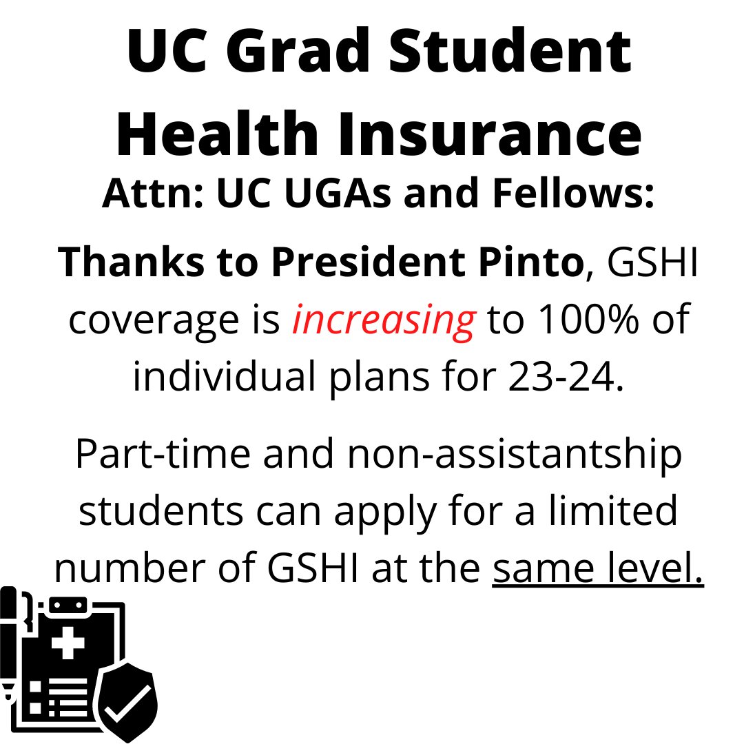 wardrm1's tweet photo. Thanks to generous funds fr/ @Prez_Pinto, we are excited to announce an increase in Grad Student Health Insurance coverage! #NextLivesHere
#GoBearcats!
@GSG_UC @GradCollegeUC @UC_ArtSci @UC_CEAS @UC_CCM https://t.co/fMcWHMjKTh