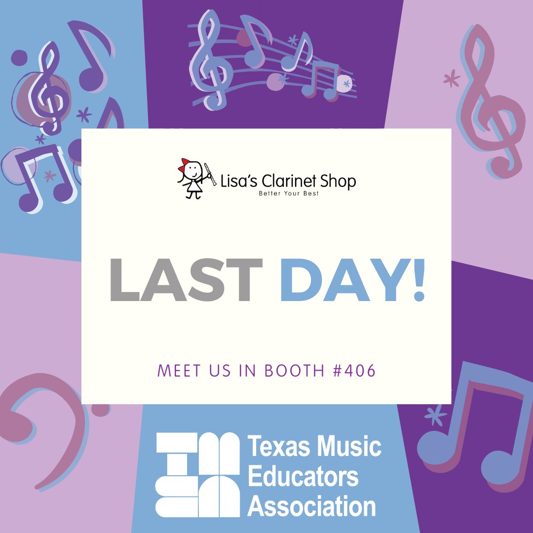 LisasClarinets's tweet photo. Last day! Stop by booth 406 to test out instruments and receive free repair.We hope to see you today!
#TMEA #TMEA2023 https://t.co/zA4jDGngvz