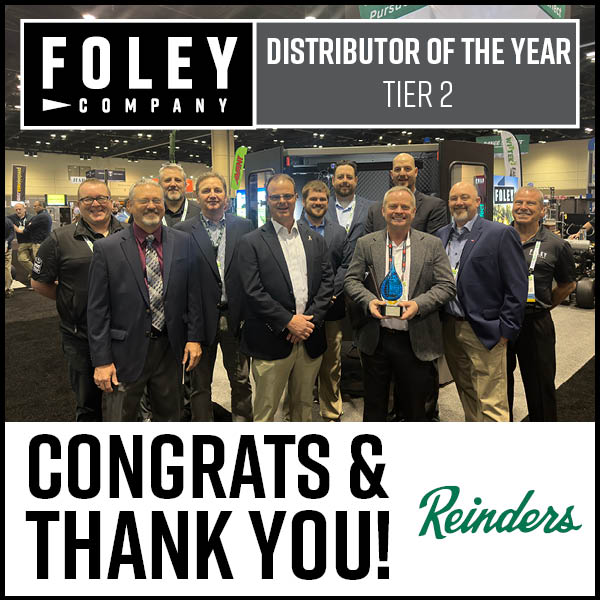 Foley_Company's tweet photo. Congrats to the Foley 2022 Tier 2 Distributor of the year Reinder's.
Thank you for being a great industry partner.
@Reindersinc @KTeWinkel @PRauker @GCSAAConference @gregt_foley https://t.co/OlyKZW7EYG