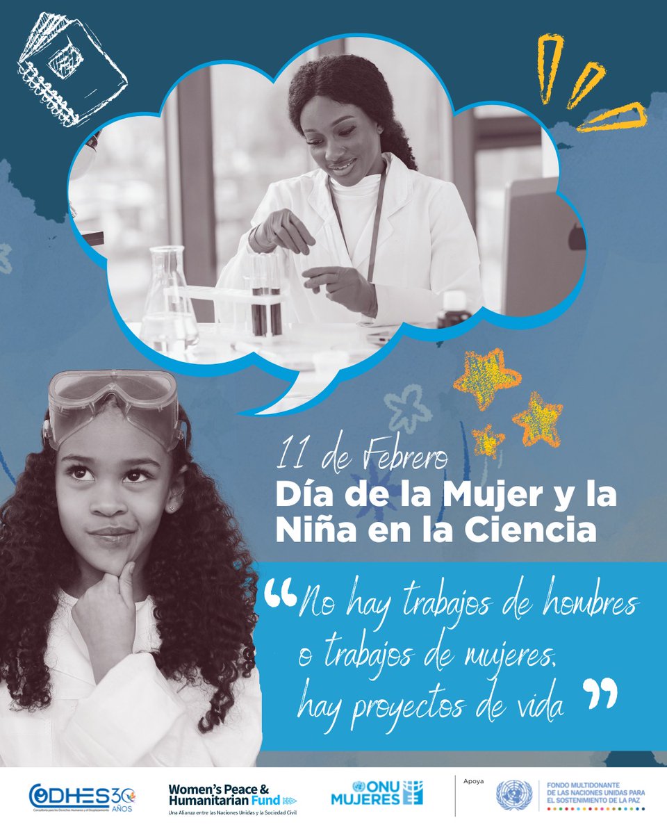 ¡No hay trabajos de hombres o trabajos de mujeres, hay proyectos de vida! 👩🏽‍🔬👷🏼‍♀🔭👩🏾‍🚀

Hoy, en el Día Internacional de la Mujer y la Niña en la Ciencia, es importante recordar la importancia de fomentar la igualdad de género y la inclusión en el campo de la ciencia.