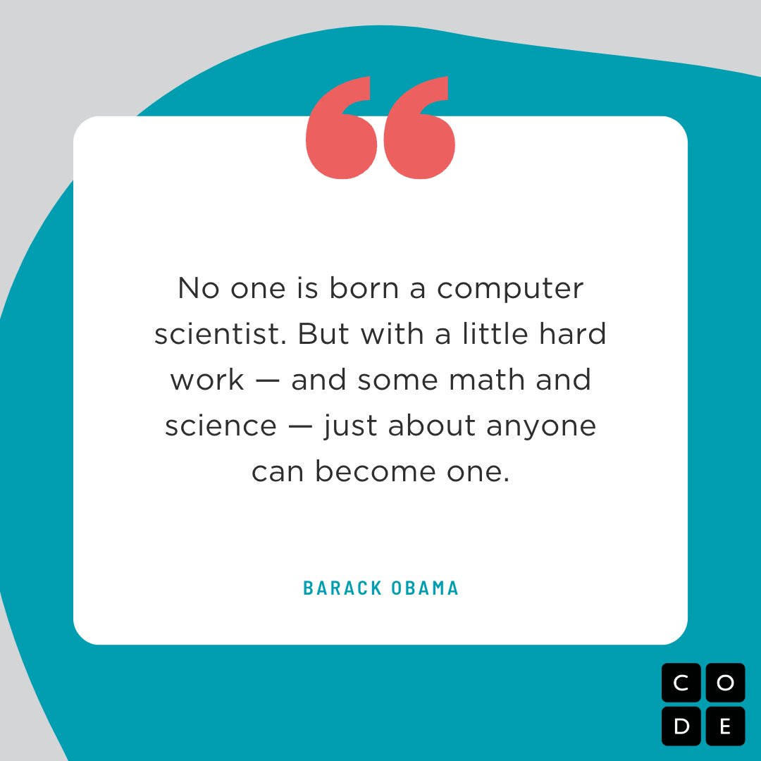 codeorg's tweet image. It&apos;s like we always say: Anyone can learn! Thanks for your support, @BarackObama!