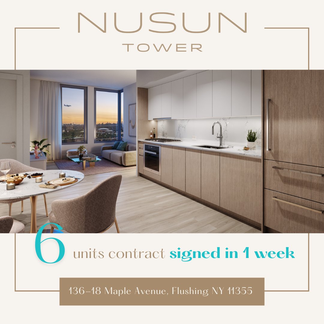 grevgllc's tweet image. 🌟🌟15D, one more contract has signed. 🔥🔥Total of 6 contracts signed JUST in ONE WEEK. Amazing job done. #nusuntower sales team!! 👍👍 #contractsigned

Don't forget coming to our OPEN HOUSE today and tomorrow. The best view and living quality you can get in downtown flushing.