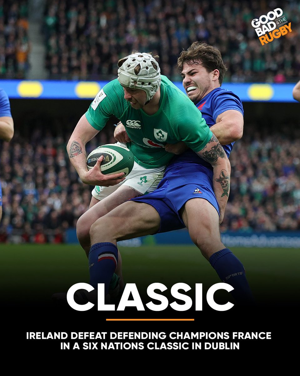 GoodBadRugby's tweet photo. 🤯 WHAT. A. GAME.

Ireland defeat France 32-19 in a @sixnationsrugby classic at the Aviva 

Thoughts on the game? 

#rugby #sixnations #IREvFRA https://t.co/aF9HKS5c4h