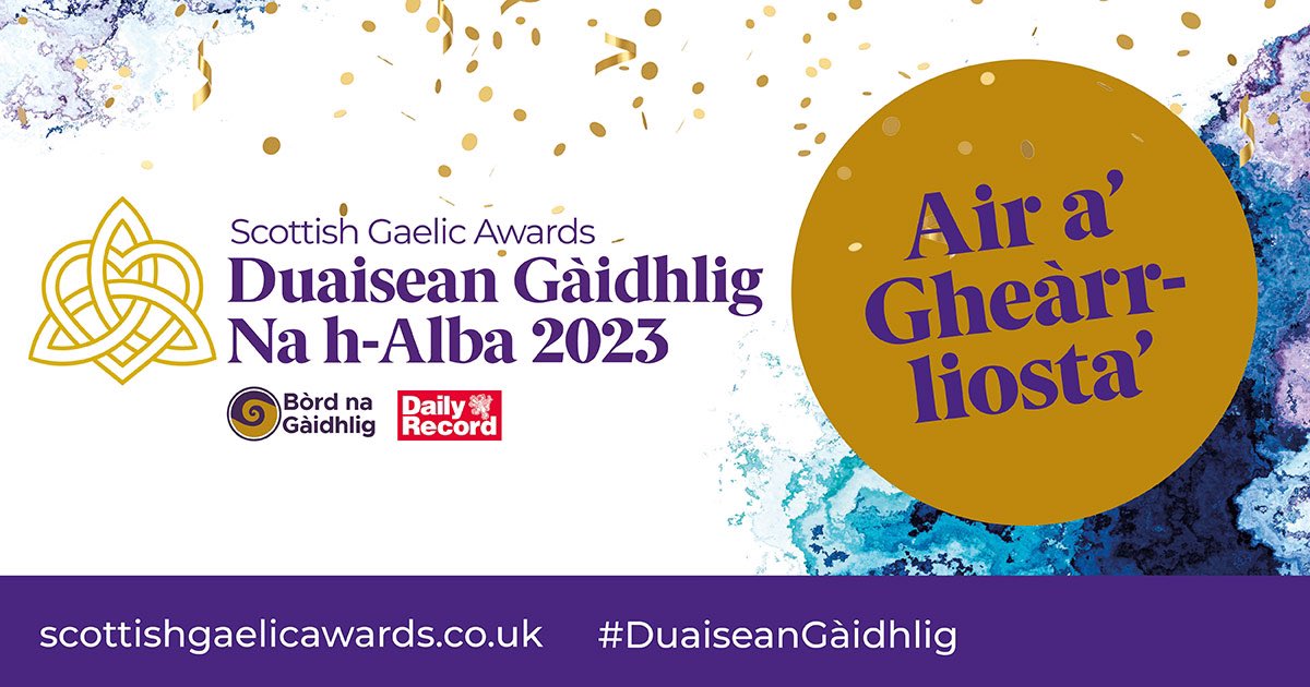 Delighted that ‘DÙTHCHAS’ is a finalist in the ‘Gaelic in the Media’ category at the Scottish Gaelic Awards 2023! Urram mhòr! #duaiseangaidhlig