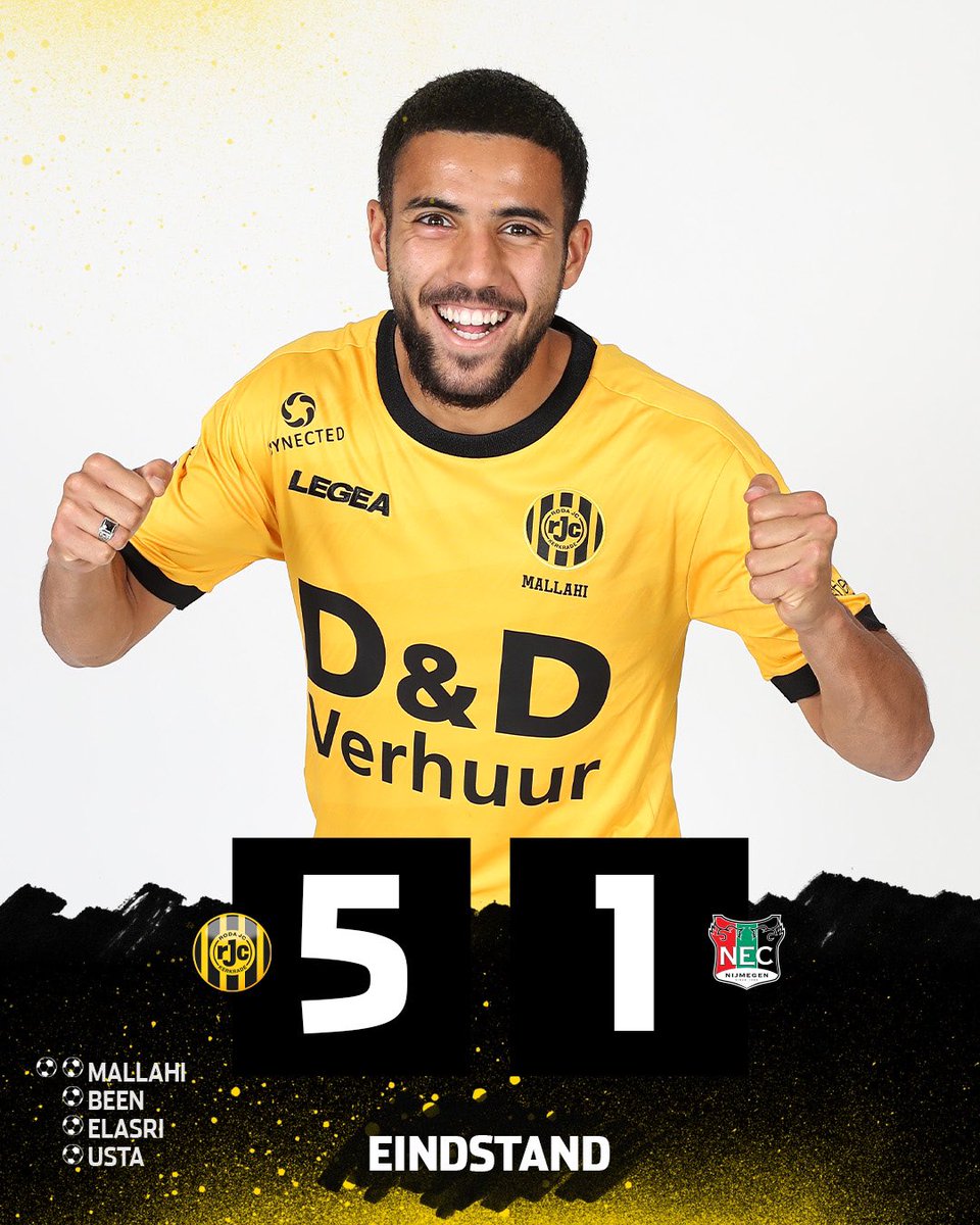 RodaJC_Academie's tweet photo. ⏹️ 𝗘𝗜𝗡𝗗𝗦𝗧𝗔𝗡𝗗 ⏹️

Roda JC Kerkrade O21 wint, mede door doelpunten van Mallahi (2x), Been, Elasri en Usta, met 𝟱-𝟭 van NEC O21! 🤩

90+2. I 5-1 I #RODNEC #RodaJC #OnzeToekomst https://t.co/Nm1MKVbzJt