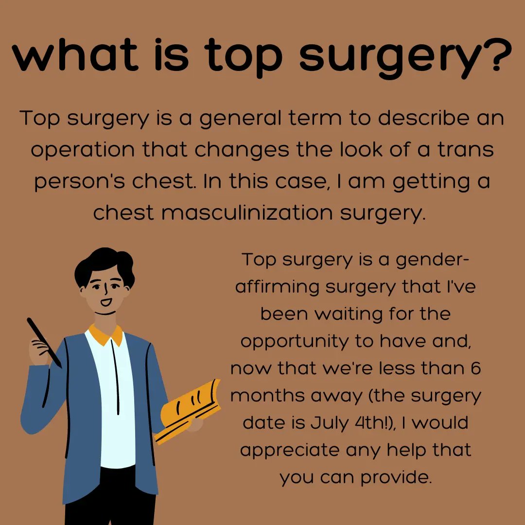 mixahwazowski's tweet photo. hi everyone, huuuuge announcement: i've finally scheduled my top surgery! however, it's a very expensive surgery, not to mention associated costs, so i am raising money for it.

the link to my gofundme will be in my bio and here: https://t.co/HbmwP0Eln5 https://t.co/KLTMNWuujm