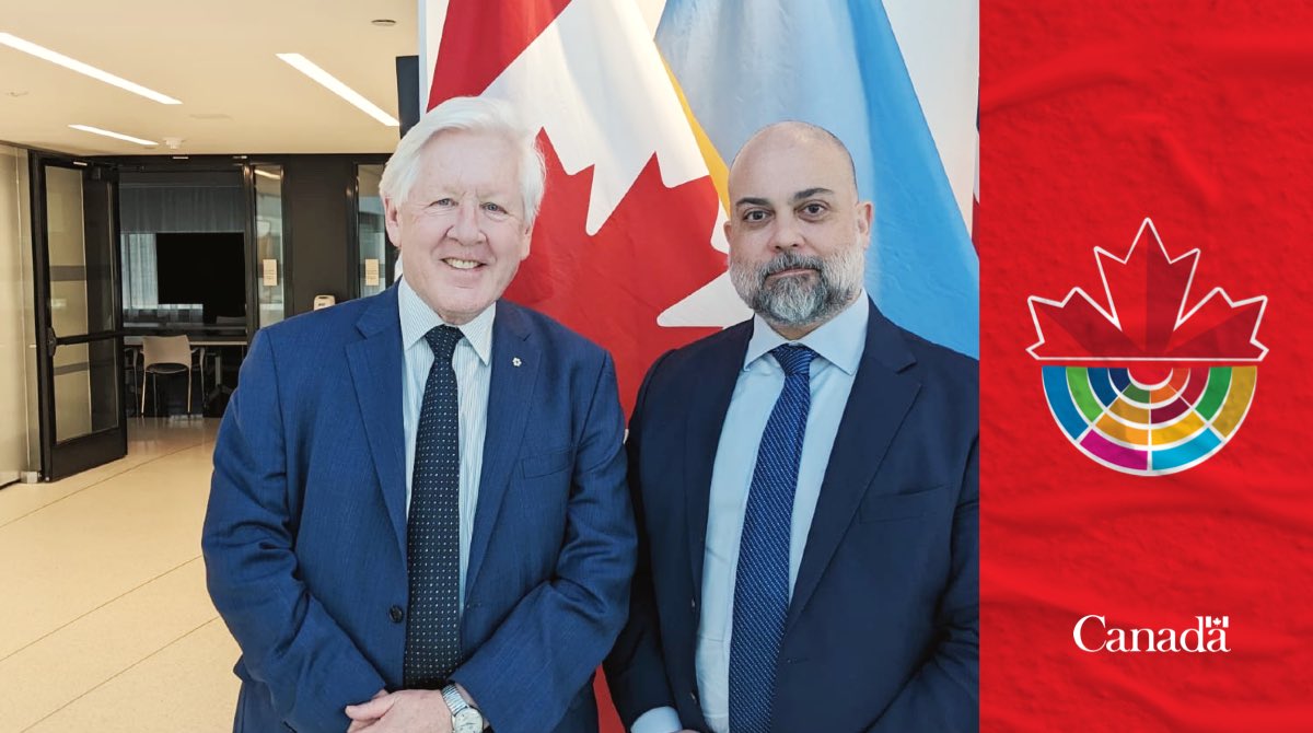CanadaUN's tweet photo. Always great to catch up with John Clarke of @QuartetOffice to hear the latest developments and efforts to encourage Israelis and Palestinians toward a 2-state solution. https://t.co/SpNGhpnxtf
