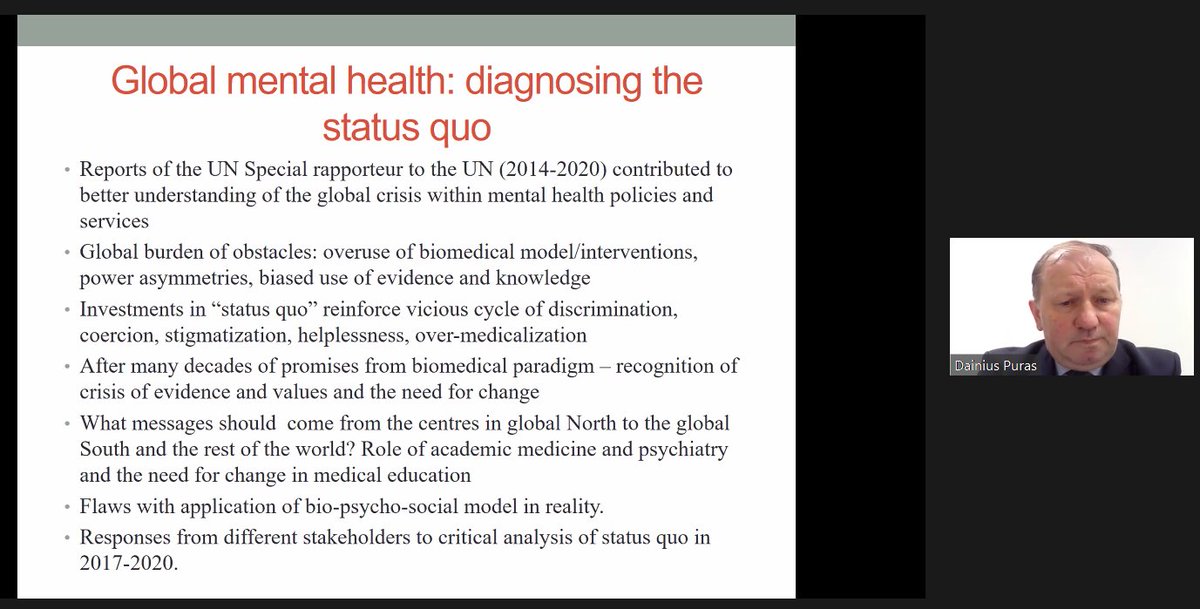 RadoslawStupak's tweet photo. #IIPDW @DainiusPuras speaking about his disappointment with extreme medicalization of distress, overuse of biomedical model and power imbalances in the system leading to corruption of knowledge https://t.co/PUvVmDj4JM