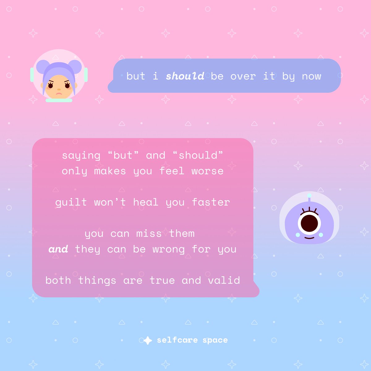selfcarespaceco's tweet photo. i still miss you and you're not good for me. the power of "and" versus "but." 🥹 part 1 of 2.

#mentalhealth #selfcare #imissyou #relationships #breakups #lonely #vday #vday2023 #valetinesday #valetinesday2023 https://t.co/4p177JnoTN